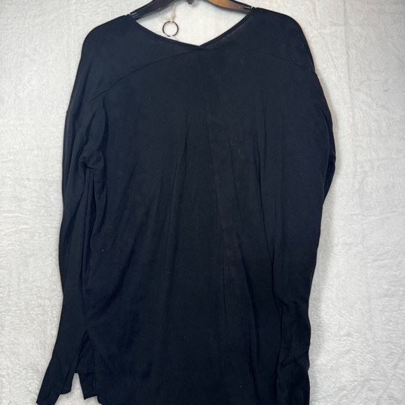 Long Sleeve Tunic Womens Size Medium Black Raw Hem Goth Normcore Jersey - Picture 7 of 7